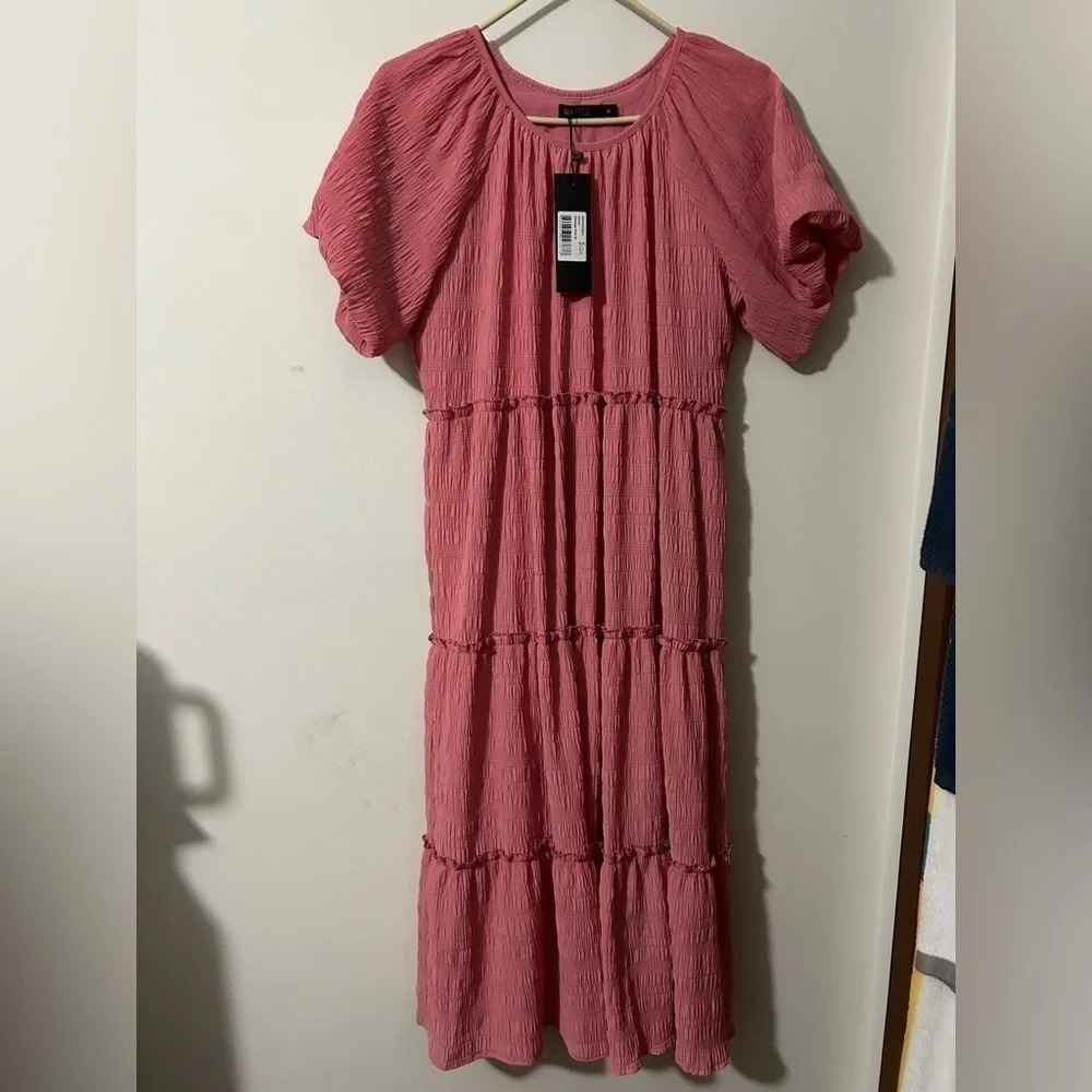 Mikarose Serena Flamingo Pink Dress Size medium Brand new with tags, never worn